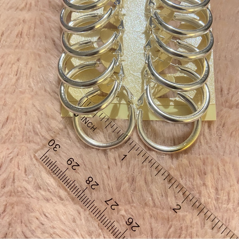 Small Silvertone Hoops 6-Pack - Picture 3 of 3